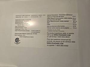 lot 100 image: Frigiaire Freezer Refrigerator
