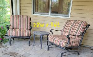 lot 6A image: Henrickson Herringbone Patio Rocking Chairs and Side Table, B