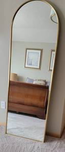 lot 33 image: Brush Brass Domed Dressing Mirror