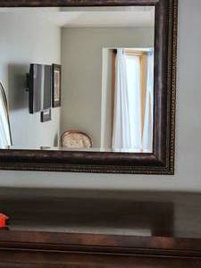 lot 34 image: Beveled Glass Elegant Framed Wall Mirror