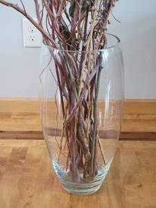 lot 67 image: Oversized Standing Glass Vase with Branch Decor