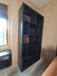 lot 94A image: Sleek Black Cubbie Shelf Unit