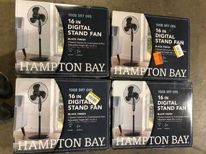 Lot of Hampton Bay 16 in. 3 Speed Digital Oscillating Standing Fan with Adjustable Height  Customer Returns See Pictures