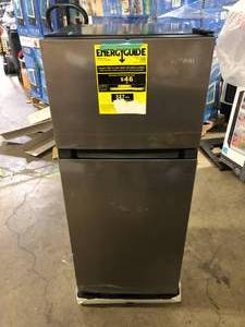 Vissani 4.5 cu. ft. 2-Door Mini Refrigerator in Platinum Steel with Freezer Damage on Top Corner     Customer Returns See Pictures