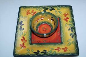 lot 17 image: Decorative Assortment Ceramic Pitcher, Bowls, Cabin 7 Plate, and Wicker Baskets