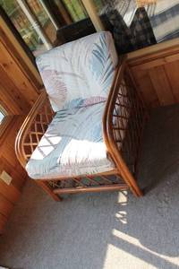 lot 28 image: Rattan Accent Chair with Cushion