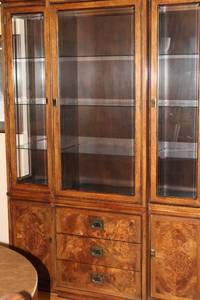 lot 31 image: Vintage Wooden Display Cabinet with Glass Doors and Drawers