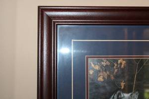 lot 32 image: Framed Liz Mitten Ryan Artwork Two Wolves in Nature