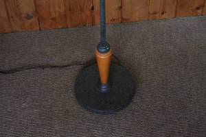 lot 40 image: Vintage Floor Lamp with Wooden Accents and White Shade