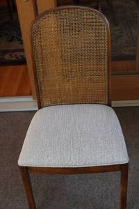 lot 44 image: Elegant Dining Room Set with Rattan-Back Chairs