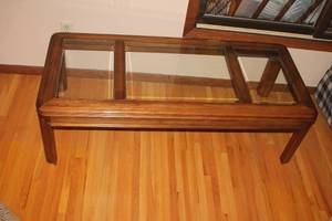 lot 60 image: Wood and Glass Rectangular Coffee Table