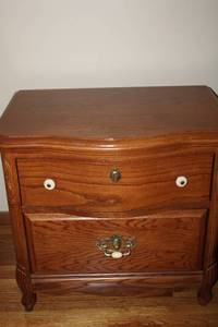 lot 85 image: Vintage Wooden Nightstand with Two Drawers