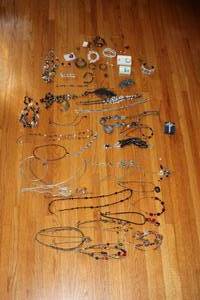 lot 101 image: Assorted Jewelry Lot - Necklaces, Bracelets, Earrings, Watches