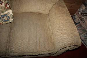 lot 112 image: Beige Upholstered Couch with Nailhead Trim
