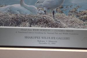 lot 120 image: Robert Bateman Print - Wide Horizon - Tundra Swans Limited Edition, Framed