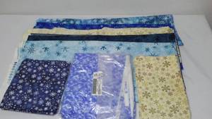 Snowflakes Cotton Fabric. Approx. 10 yds.