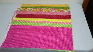 Pinks, Yellows Greens Cotton Fabric. Approx. 10 yds.