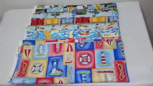 Light Houses Cotton Fabric. Approx. 10 yds.
