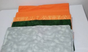 Orange, Green, Grey, Flannel Fabric. Approx. 10 Yds.