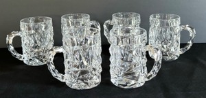 lot 88 image: Set of Six Tiffany & Co Rock Cut Crystal Beer Mugs