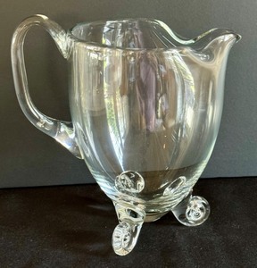 lot 90 image: Barski Handmade Crystalline Round Footed Glass Pitcher with Handle