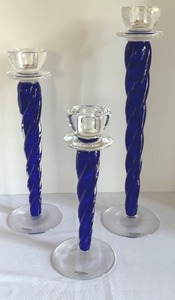 lot 55 image: Kosta Boda Ann Whlstrom Cypress Candle Holders, Set of Three