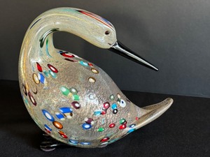 lot 52 image: Luigi Mellara Glass Murrine Glass Bird with Aventurine Accents