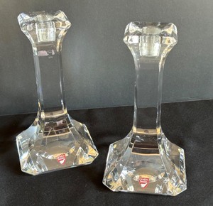 lot 58 image: Orrefors Regina Crystal Candlestick Holders, Set of Two