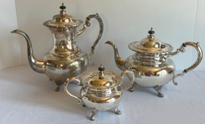 lot 15 image: Vintage Sterling Silver Teapots and Sugar Bowl