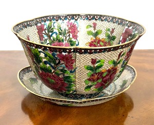 lot 71C image: Vintage Plique A Jour Cloisonn Bowl with Under Plate