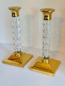 lot 132 image: Pair of Crystal Waterford Cambridge Crystal Candle Holders