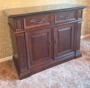 lot 155 image: Bernhardt Wood Buffet Server with Marble Top  Bernhardt Wood Credenza Cabinet with Marble Top