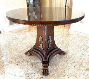 lot 183 image: Italian Regency Style Marquetry Inlay Paw Foot Pedestal Table