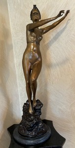 lot 12 image: Diane on Rock Bronze Sculpture by Paul Aichele