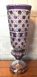 lot 225 image: Large Tall Bohemian Crystal Cut to Clear Vase