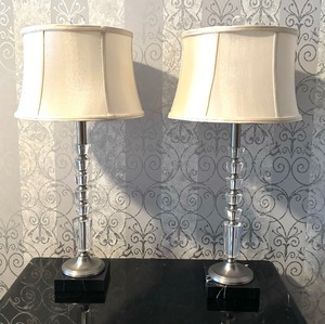 lot 259 image: Pair of Crystal and Marble Based Lamps