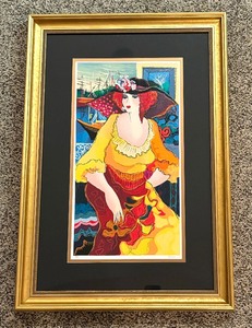 lot 266 image: Lady in Yellow Dress Limited Edition Serigraph by Patricia Govezensky