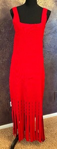 lot 297 image: St. John Red Square Neck Woven Panel Dress