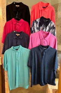 lot 34B image: (8) Extra Large XL Mens Short Sleeved Polos Shirts