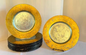 lot 287A image: Set of 12 Gold Accented Glass Chargers