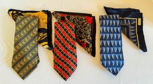 lot 284A image: Three Mens Silk Lanvin Ties and Pocket Squares