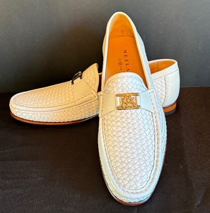 lot 278A image: Mezlan White Woven Calfskin & Calf Accents Mens Loafer