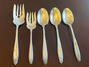 lot 9F image: Vintage International Prelude Sterling Silver Meat, Cheese Forks and Serving Spoons