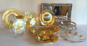 lot 433 image: Decorative Glass Dishes with a Golden Flair
