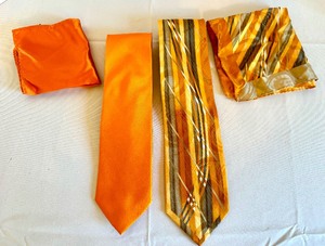 lot 347 image: Two Mens Dress Ties with Coordinating Pocket Squares