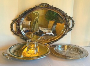 lot 341 image: Silver Plated Serving Dishes