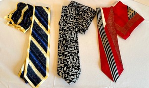 lot 336 image: Three Mens Dress Ties with Pocket Squares
