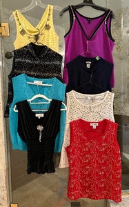 lot 364 image: Eight Size Medium Sleeveless Shirts by St. John, Haley Reserve, Escada and More