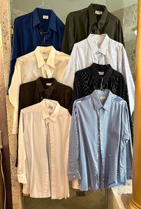 lot 144E image: Eight Mens Size XL Button Up Shirts by Marcello, Princeton, Simpson, Sin Tailor and More