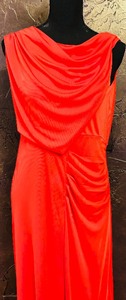 lot 200R image: BCBG Maxazria Bright Coral Long Gown with Plunging Back